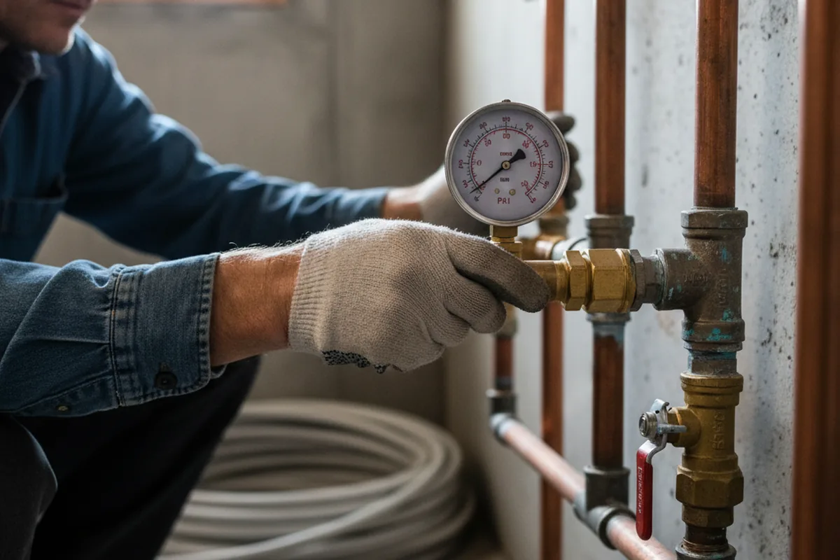 Pressure testing a repaired line during Water Line Repair in Manhattan